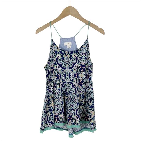 🎁 Anthropologie Meadow Rue Nuria Paisley Print Swing Tank Top Size XS Blue - Picture 2 of 10